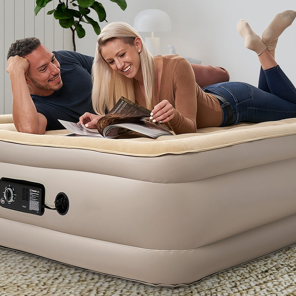 Raised Twin Air Mattress with NeverFlat Pump, 18" | Heavy Duty, Self-Inflating