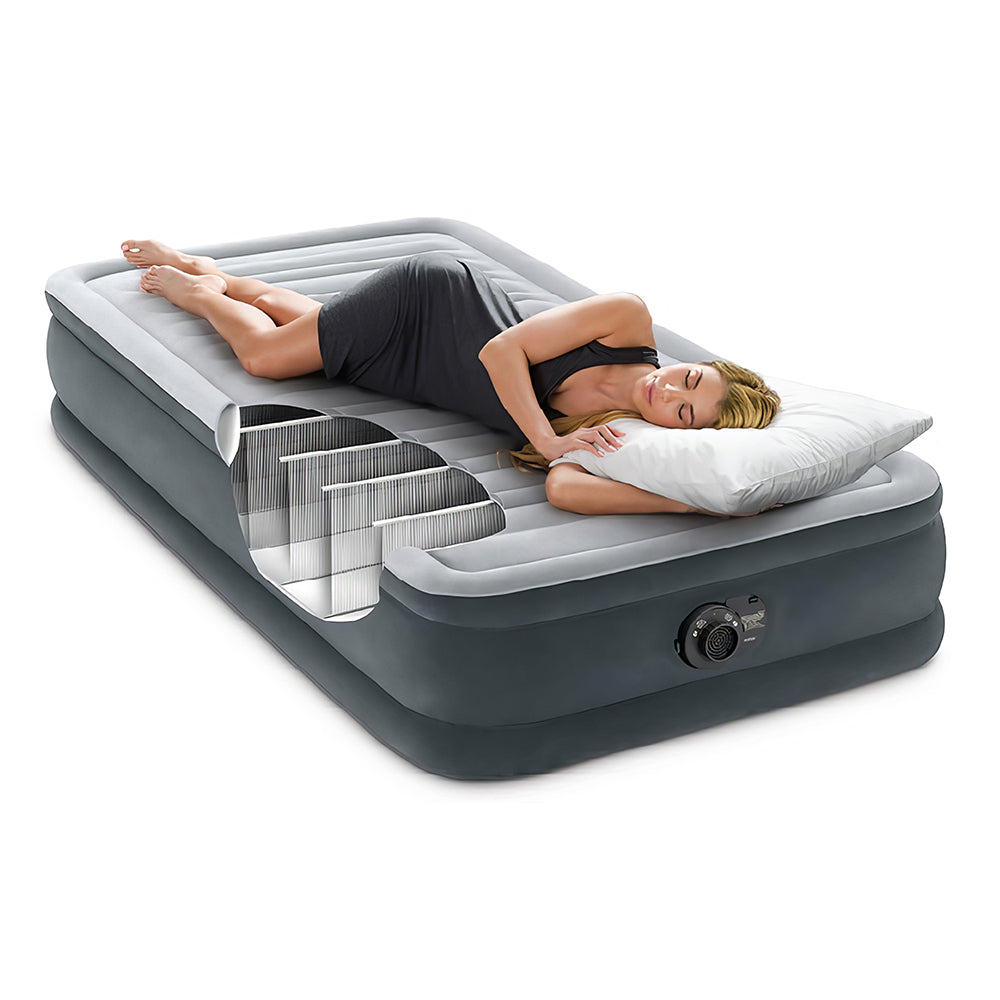 Dura-Beam Deluxe Comfort Plush Twin Air Mattress with Built-in Pump