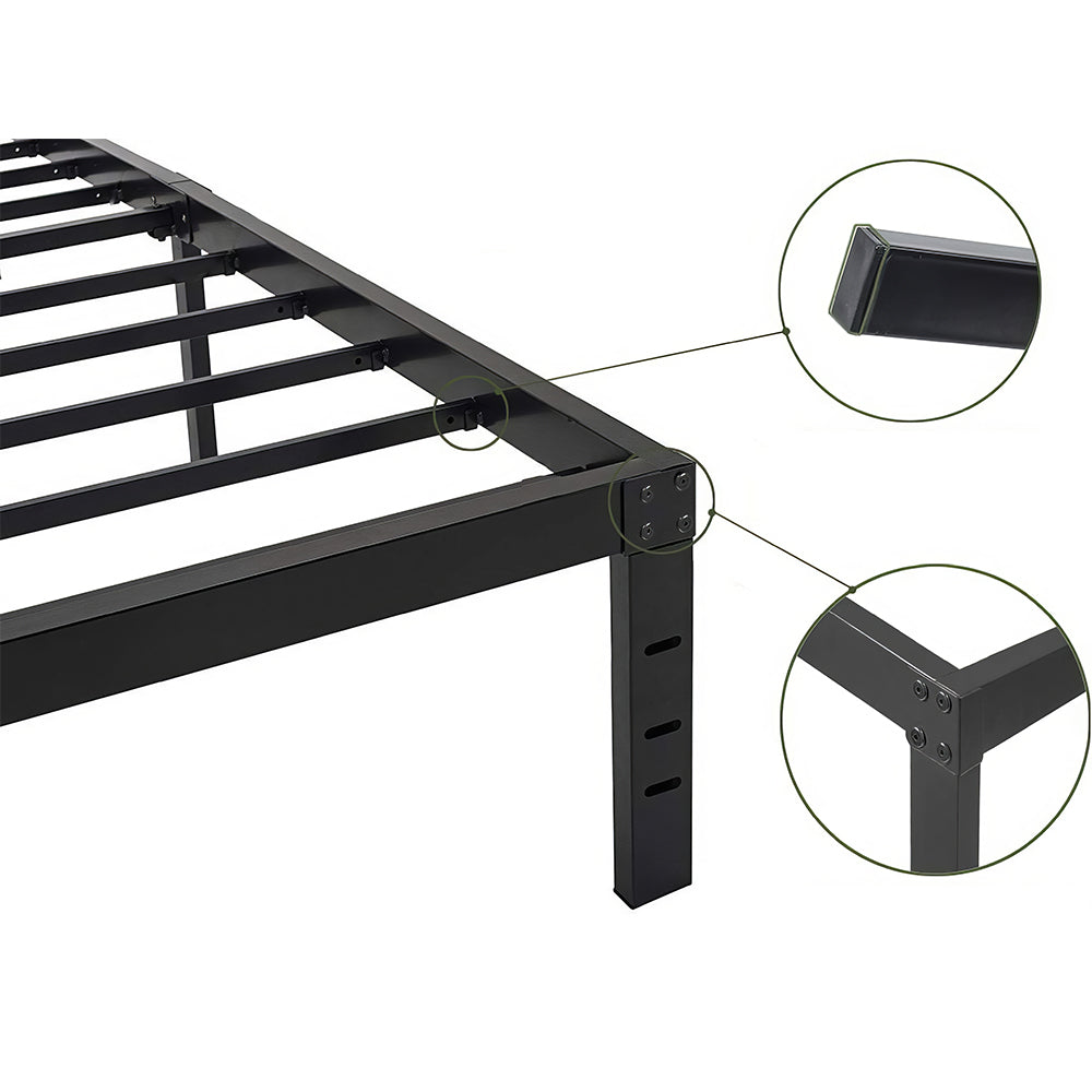 18" Heavy Duty Bed Frame, Reinforced Platform, Noise-Free, Easy Assembly